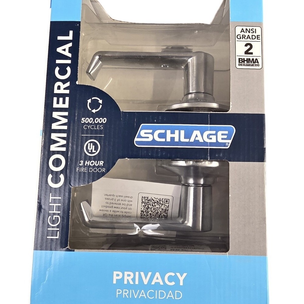 Schlage Light Commercial Elan Door Lever F40 CSV ELA 626 Satin Chrome Bed Bath